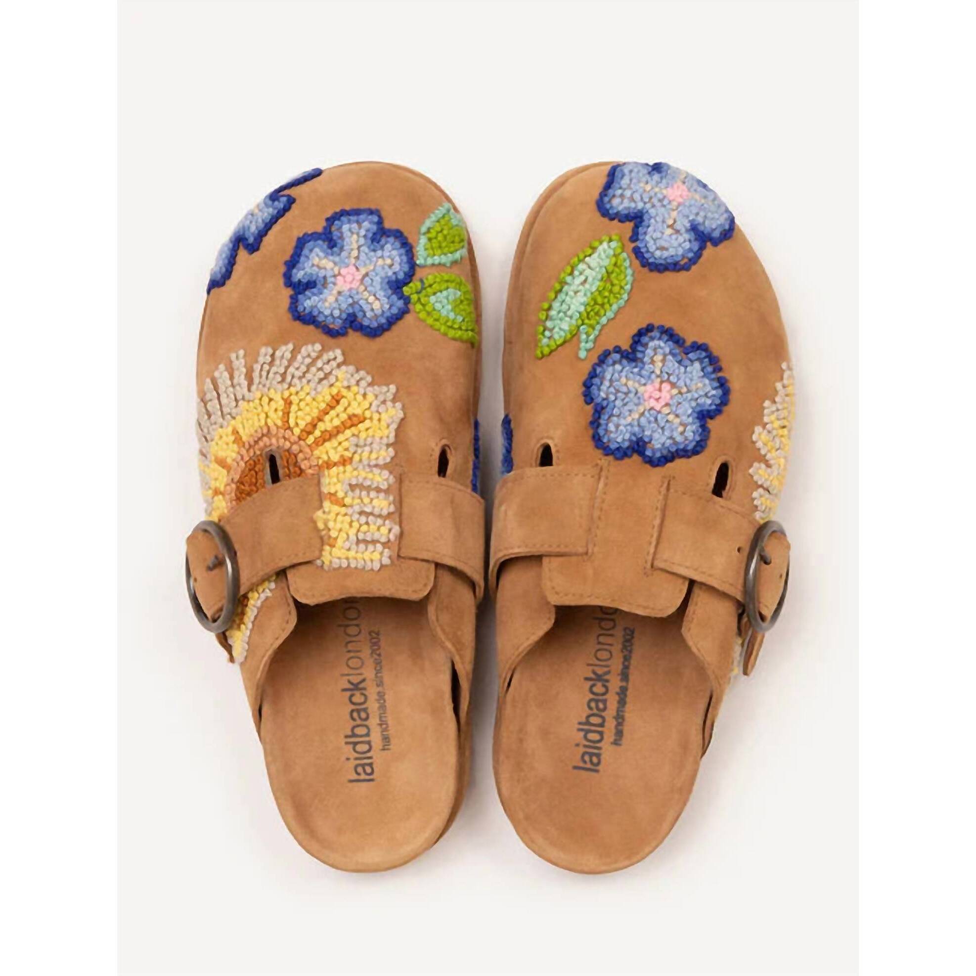New Laidback London Women's Drift French Knot Sandals In Mustard Suede Multi